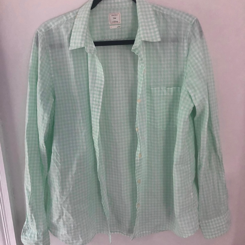 Gap Women's Pastel Green Button Up